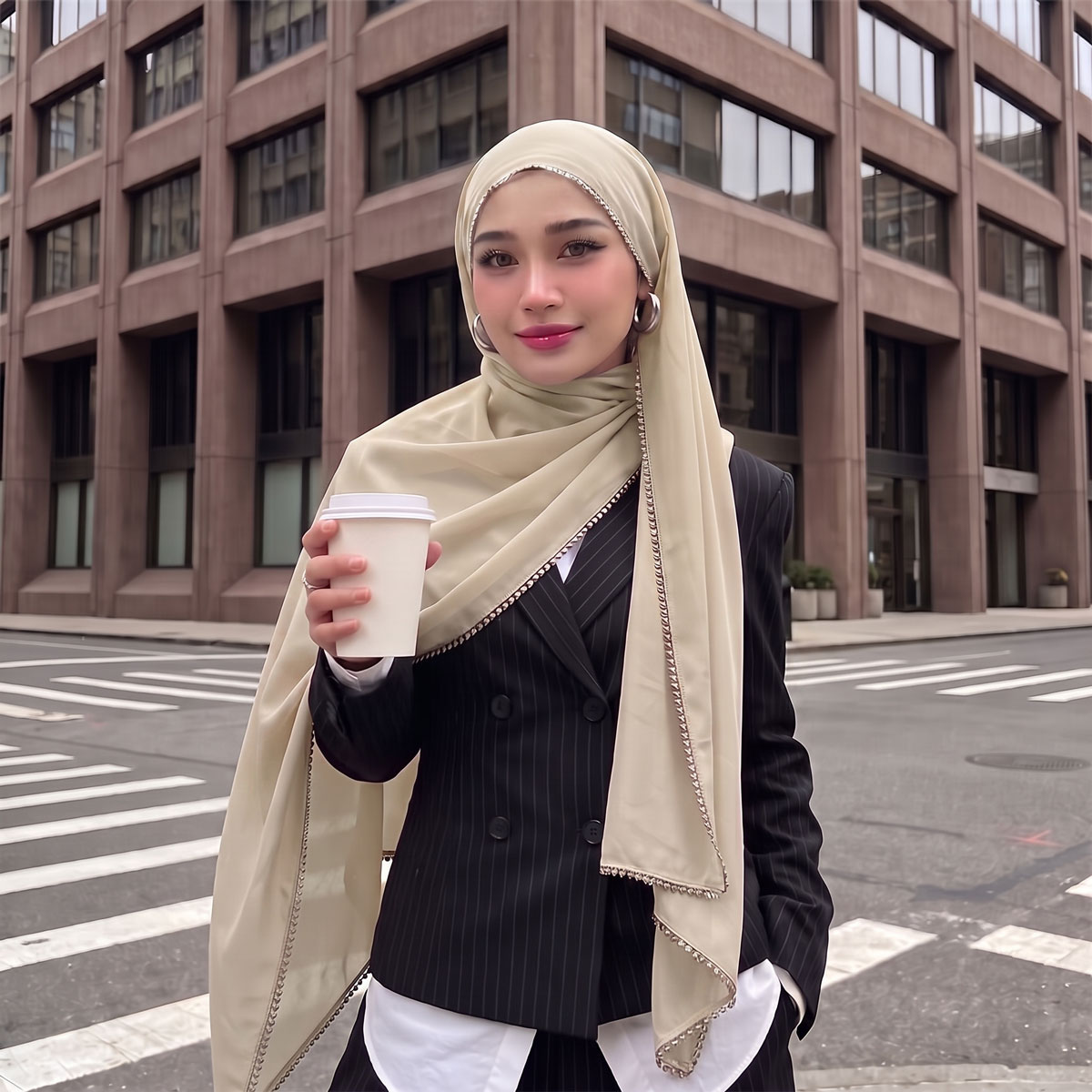 Street Fashion Hijab - Hijab en mousseline de soie de