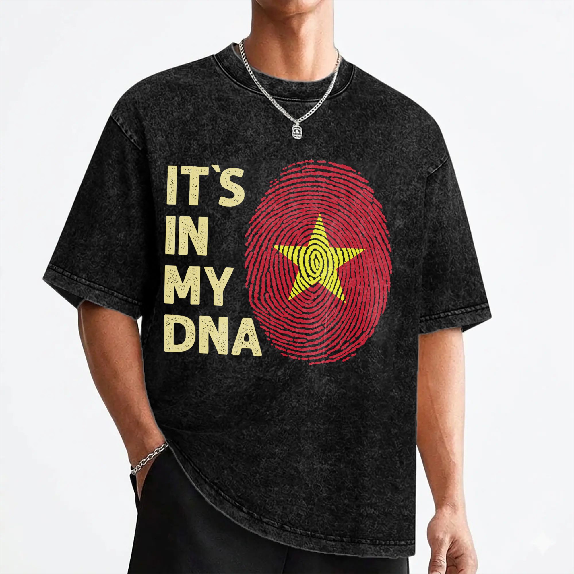 Street Fashion In Vietnam - T-shirts en coton lavé avec drapeau
