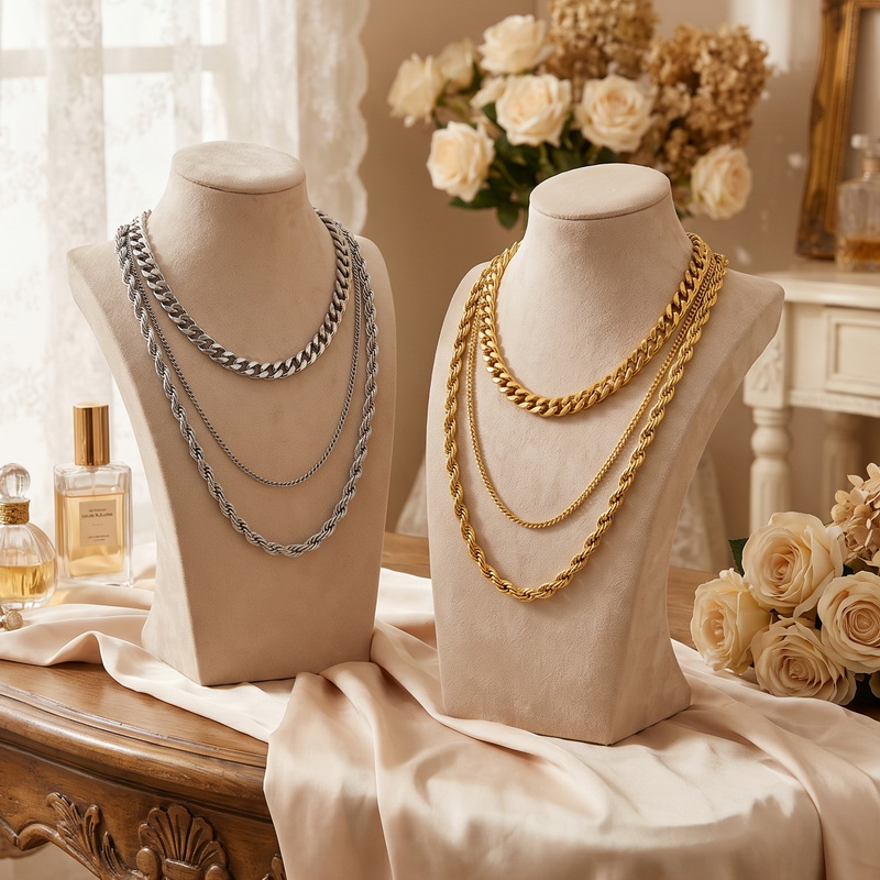 Fashion Street Singapore - Collier chaîne en acier inoxydable pour