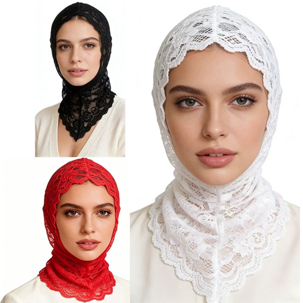 Street Fashion Hijab - Bonnet Turban Décoratif en Dentelle, Cache-Cou,