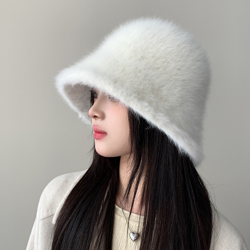 Bucket Hat Embroidered - Chapeau Bob en Fausse Fourrure d'Hiver