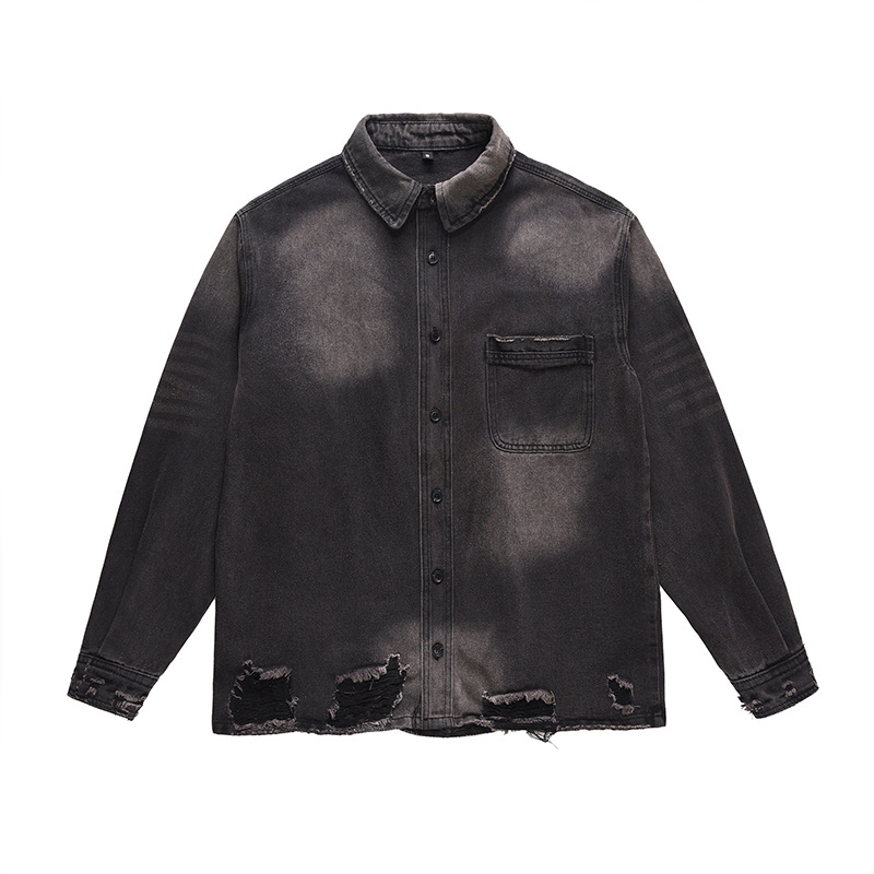 Street Fashion Denim - Veste en jean déchirée pour homme,
