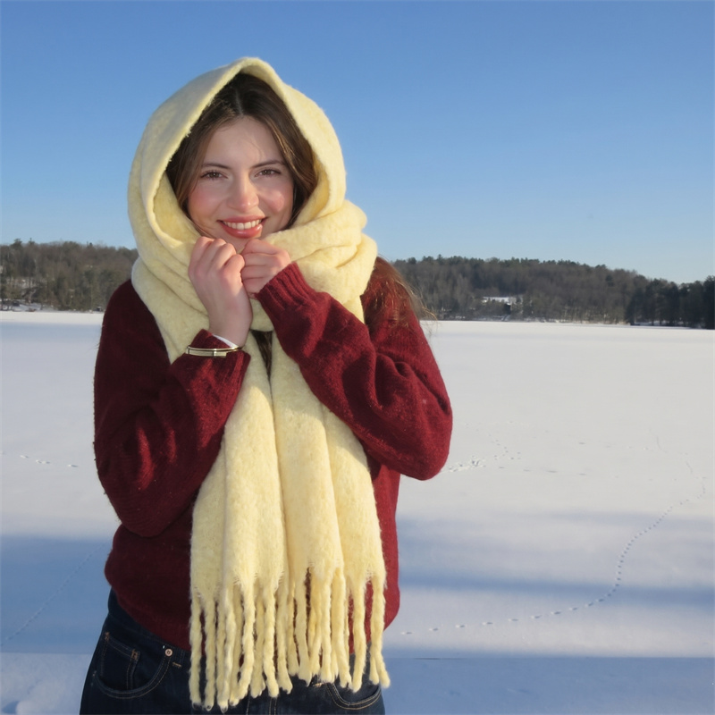 Street Fashion Hijab - Écharpe vintage unie en mohair à