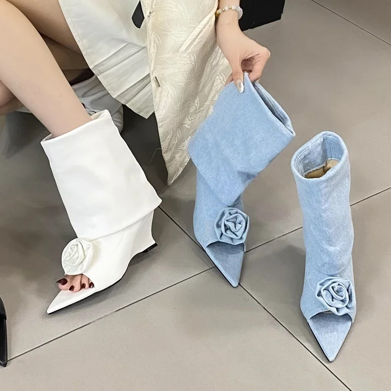 Street Fashion Denim - Sandales à Talons Hauts pour Femme,