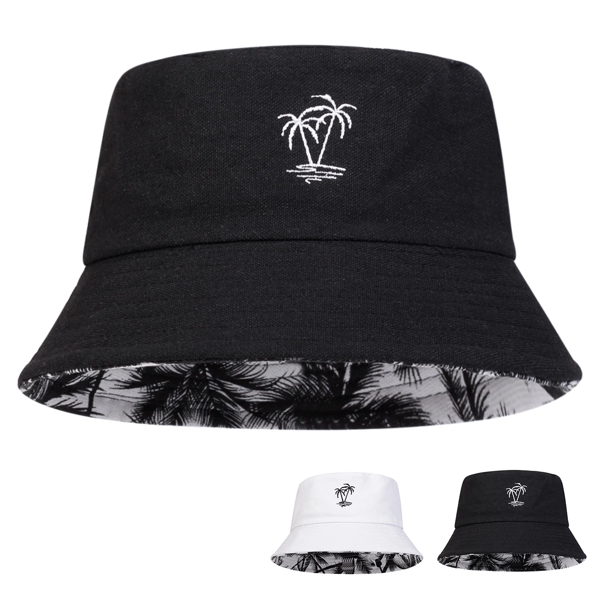 Bucket Hat Embroidered - Chapeaux de pêcheur unisexes à double