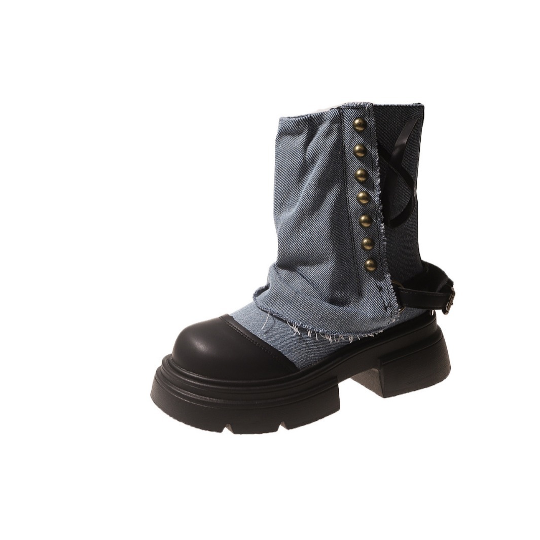 Femmes bottes mode britannique - Street Fashion Denim avis et prix