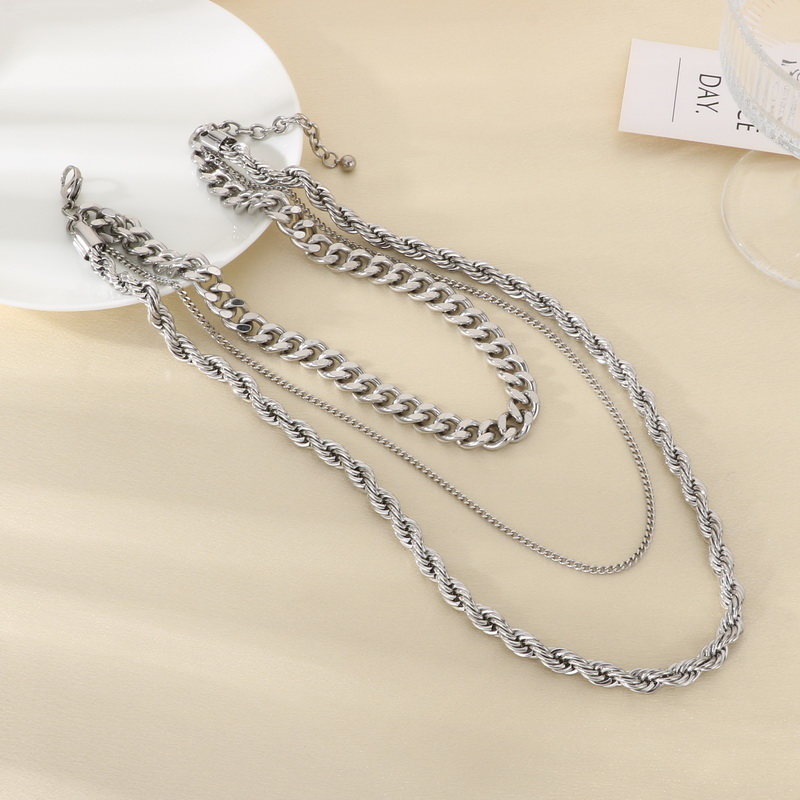 Collier chaîne en acier inoxyd - Fashion Street Singapore avis et prix