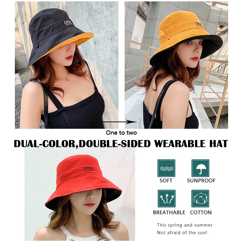Chapeau seau en coton double f - Bucket Hat Embroidered avis et prix