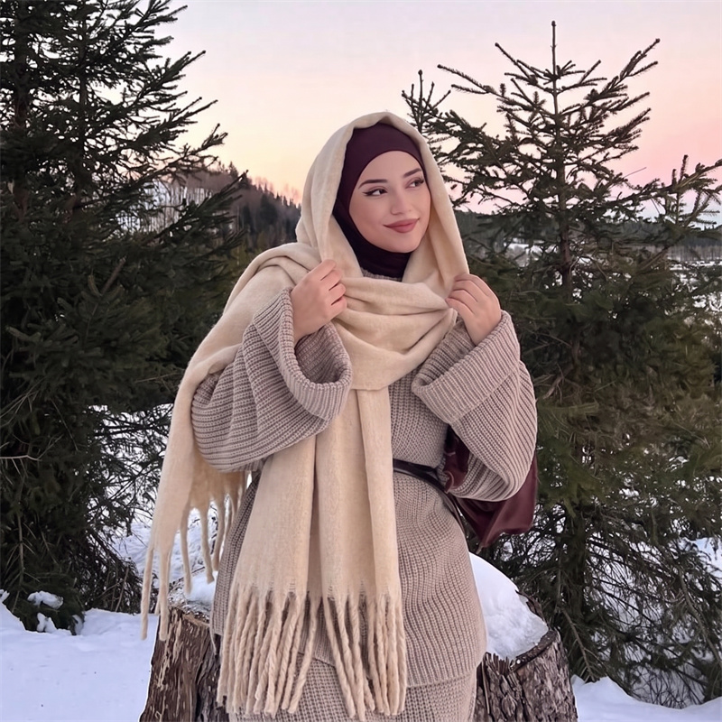 Écharpe à franges en mohair un - Street Fashion Hijab avis et prix
