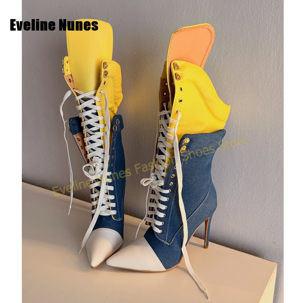 Bottes en jean rétro Y2K pour  - Street Fashion Denim avis et prix