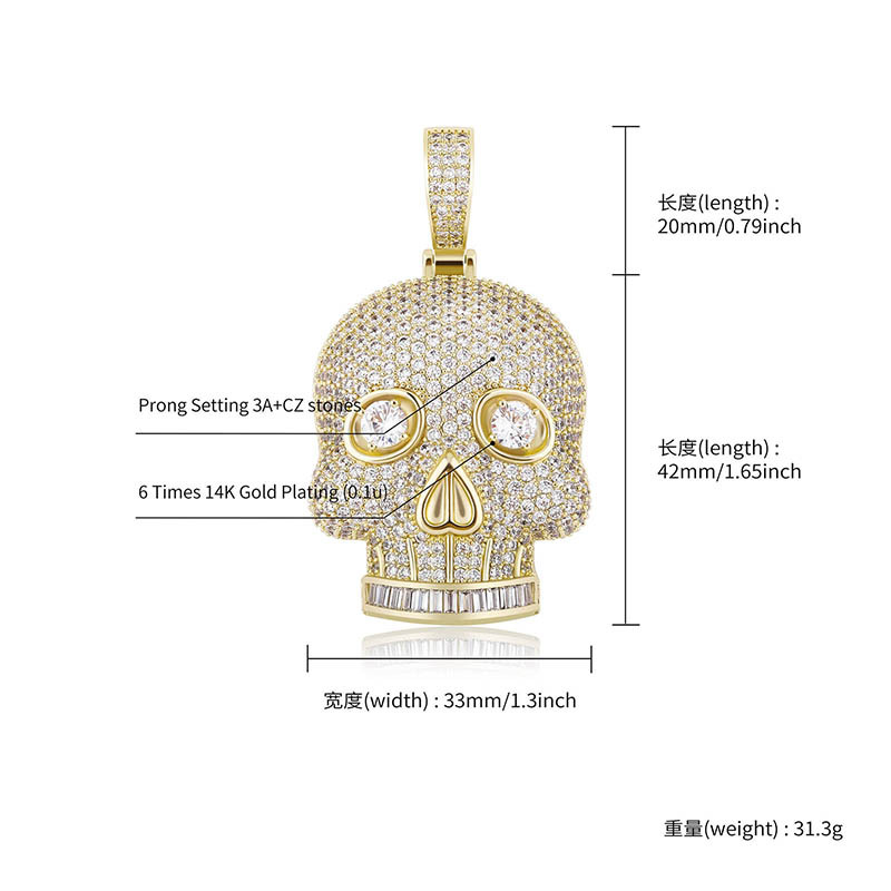 Collier Pendentif Crâne Serti  - Fashion Street Singapore avis et prix
