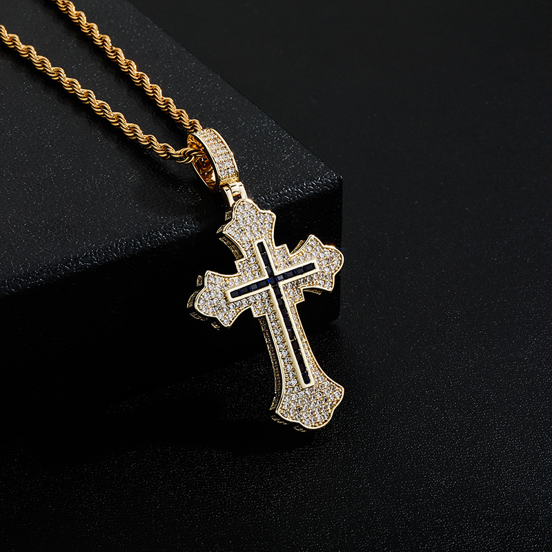 Collier pendentif croix 3 tons - Fashion Street Singapore avis et prix
