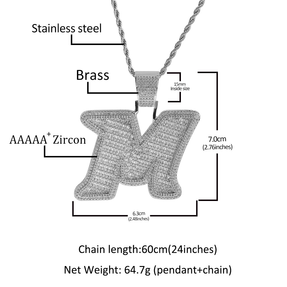 Pendentif lettre M style hip-h - Fashion Street Singapore avis et prix